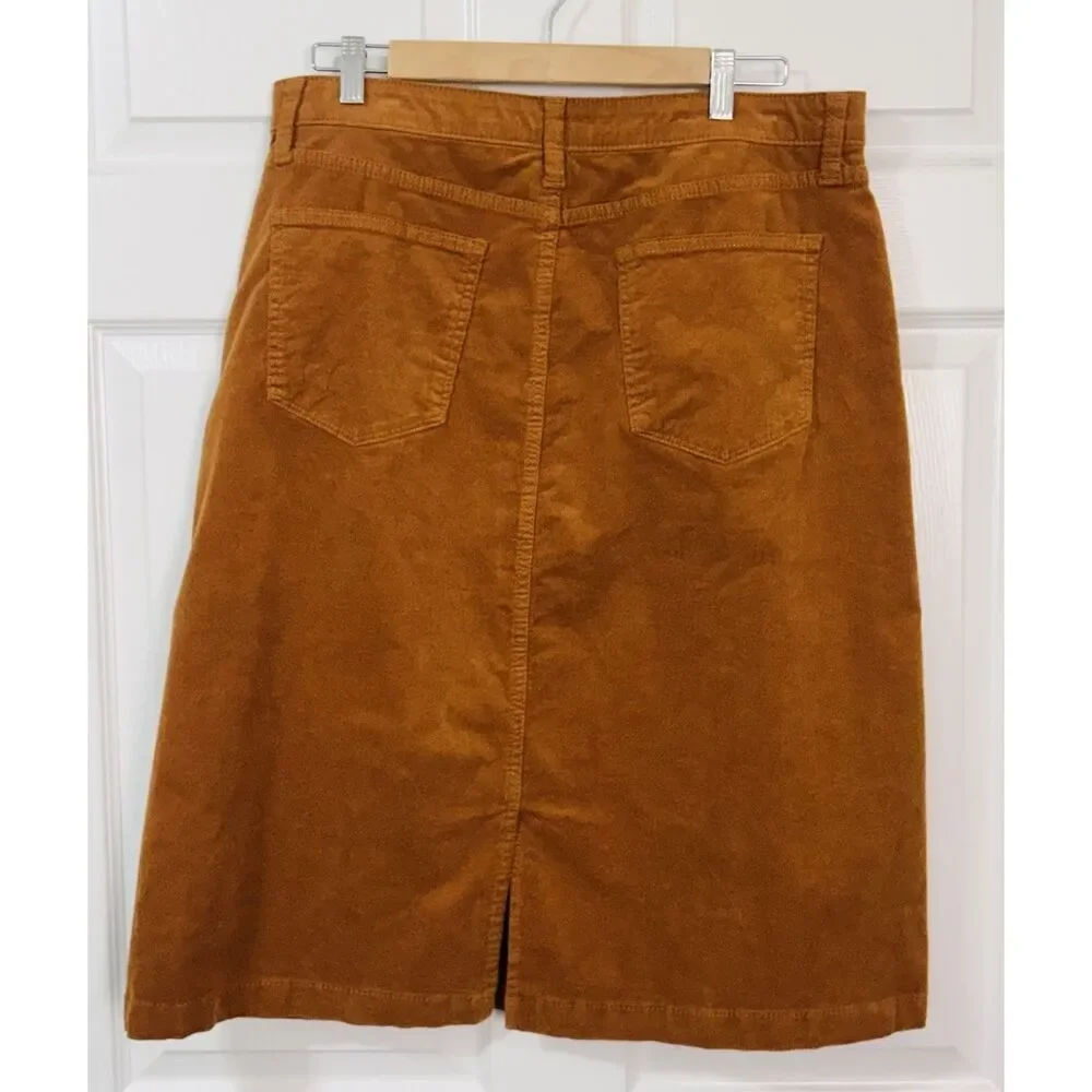 St. John’s Bay Orange Corduroy Skirt | Size 14 | A-Line Knee Length Stretch
